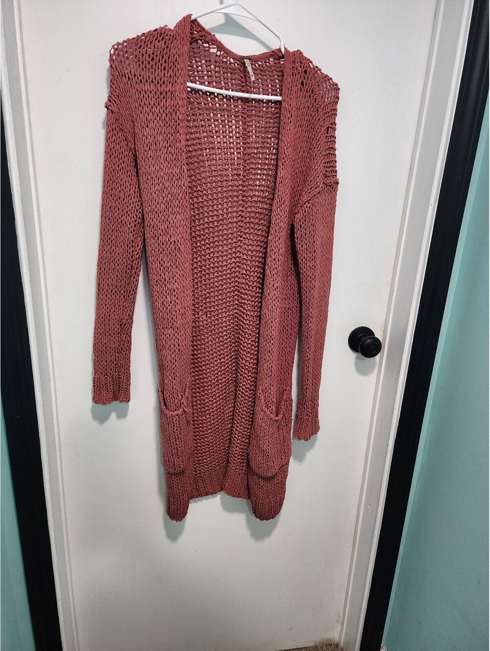 Open Knit Long Cardigan Sweater